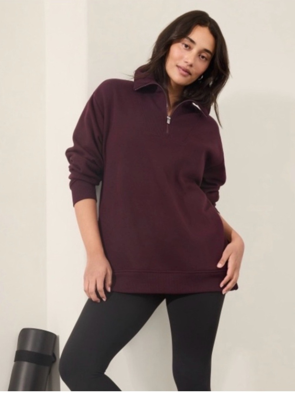 Athleta Plum Half-Zip Pullover Sweatshirt